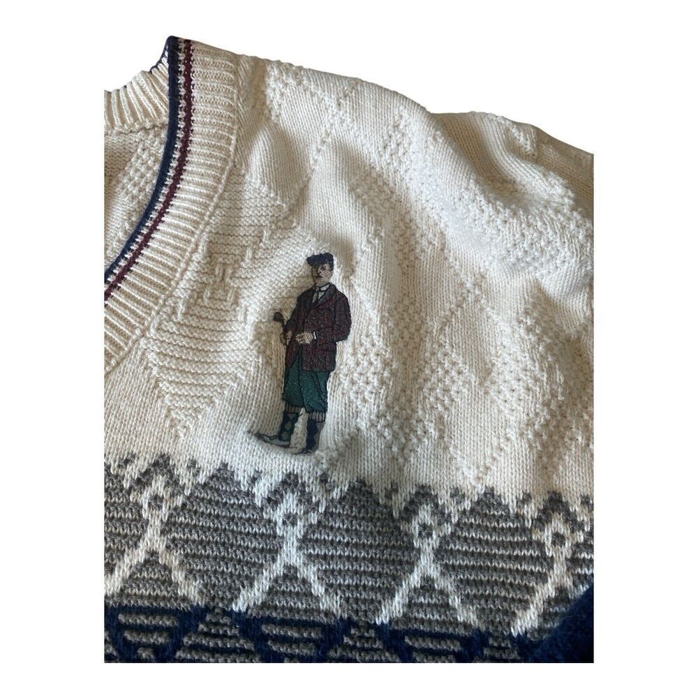 Cypress Links Sweater Pullover Golf Vneck Embroidered Golfer Cotton Sz L - Picture 5 of 12